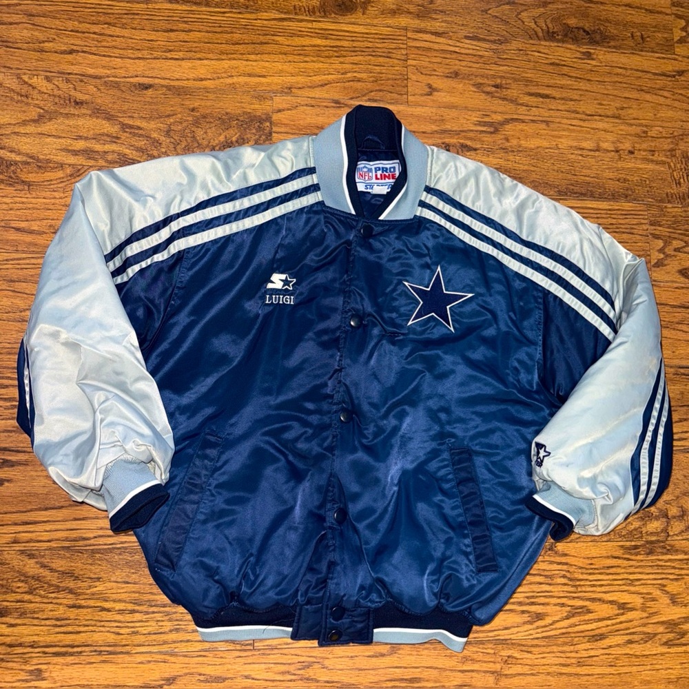 Vintage Dallas Cowboys Starter Pro Line NFL Satin Bomber Jacket Adult M L Unisex